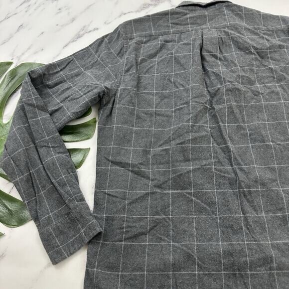 Marine Layer Mens Flannel Shirt Size L Larger Gray Plaid Long Sleeve Button Up - Picture 11 of 12